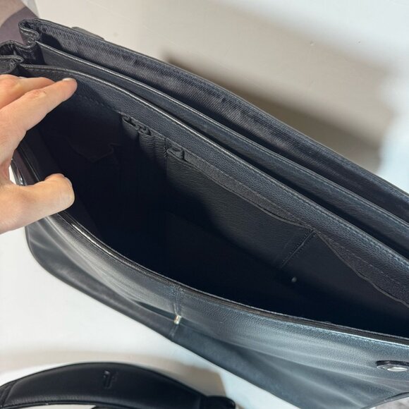 Frye Leather Briefcase Messenger Bag Black Laptop Corporate Quiet Luxury Unisex - Picture 9 of 16